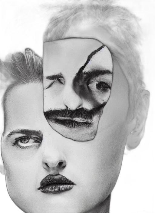 mask, face, hair, photorealistic, cartoon, concept art, comic book art, symmetrical transparent PNG cut-out