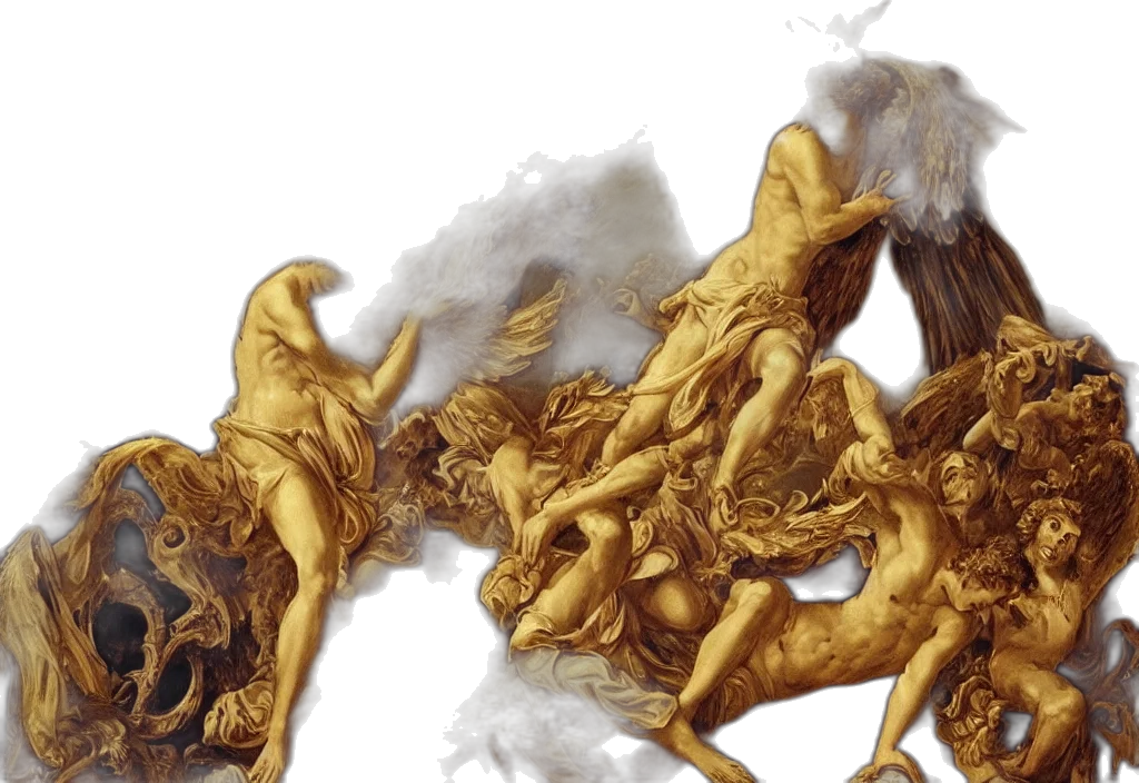 dragon, photorealistic, concept art, fantasy art, fire, golden, earth tones, fallen transparent PNG cut-out