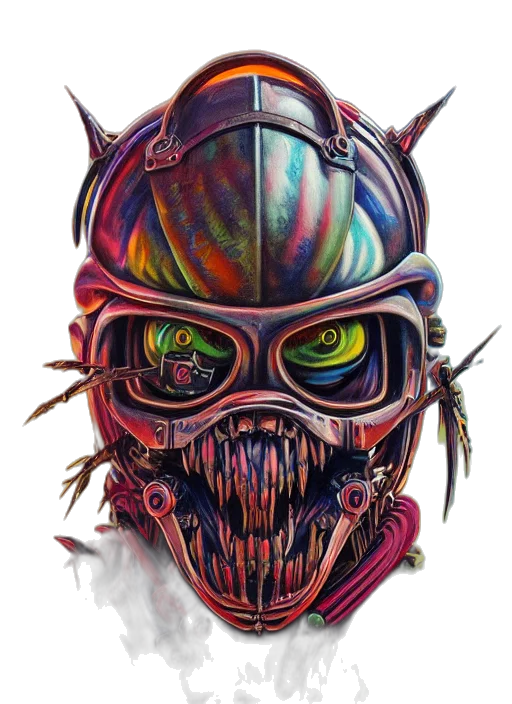 mask, face, creature, robot, cyberpunk, concept art, fantasy art, comic book art transparent PNG cut-out