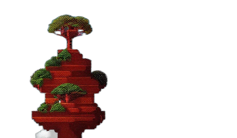 tree, crown, pixel art, 3d render transparent PNG cut-out
