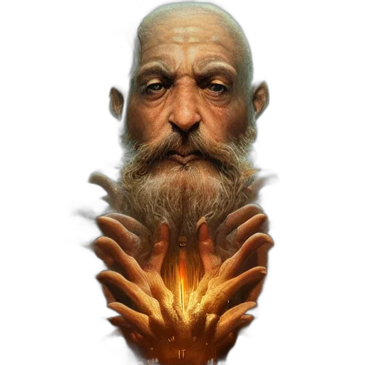 face, mask, creature, staff, concept art, fantasy art, photorealistic, 3d render transparent PNG cut-out