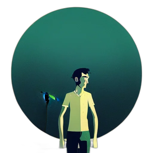 staff, umbrella, robot, jacket, concept art, pixel art, 3d render, cartoon transparent PNG cut-out