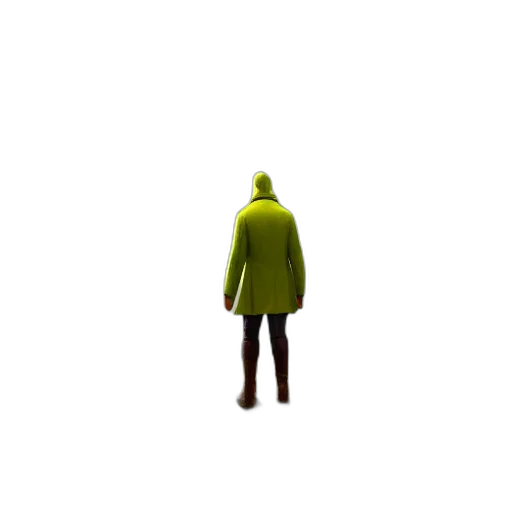 jacket, hat, creature, staff transparent PNG cut-out