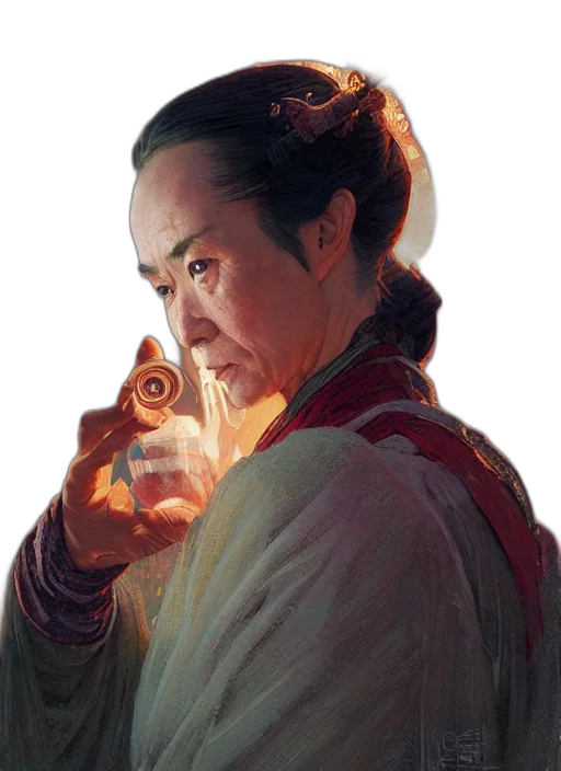 staff, face, weapon, jewelry, photorealistic, concept art, oil painting, fantasy art transparent PNG cut-out
