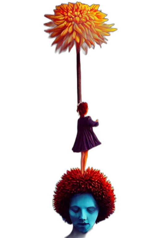 staff, umbrella, flower, hat, concept art, 3d render, pixel art, photorealistic transparent PNG cut-out