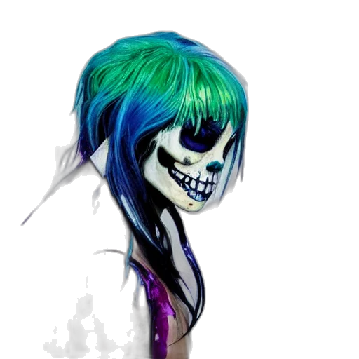 mask, hair, face, creature, concept art, fantasy art, cyberpunk, photorealistic transparent PNG cut-out