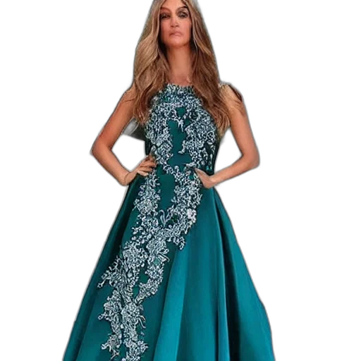dress, cartoon, photorealistic, blue, green, beautiful transparent PNG cut-out