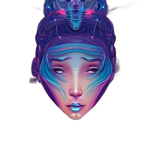 mask, face, crown, robot, cyberpunk, concept art, vaporwave, fantasy art transparent PNG cut-out