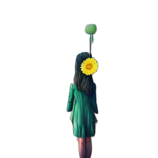 flower, staff, umbrella, dress, concept art, pixel art, 3d render, fantasy art transparent PNG cut-out