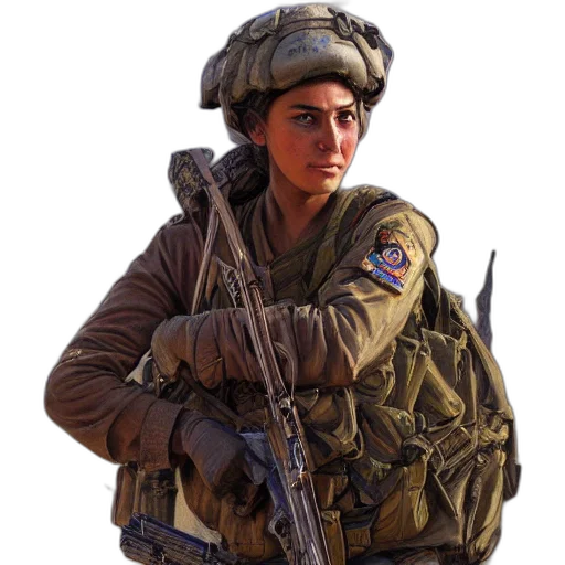 jacket, weapon, staff, face, concept art, photorealistic, 3d render, pixel art transparent PNG cut-out