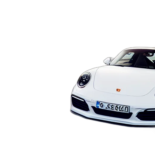 car, 3d render, photorealistic, concept art, white, porsche, racing, highway transparent PNG cut-out