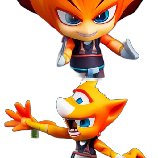 3d render, concept art, nendoroid, crash transparent PNG cut-out