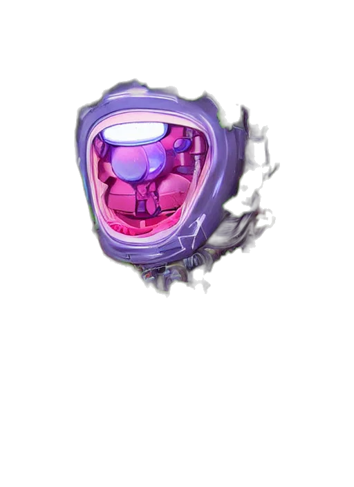 weapon, robot, mask, face, concept art, 3d render, vaporwave, pixel art transparent PNG cut-out