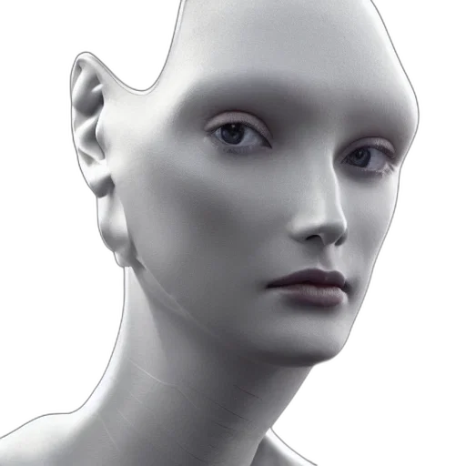 robot, face, mask, jewelry, 3d render, photorealistic, concept art, cyberpunk transparent PNG cut-out