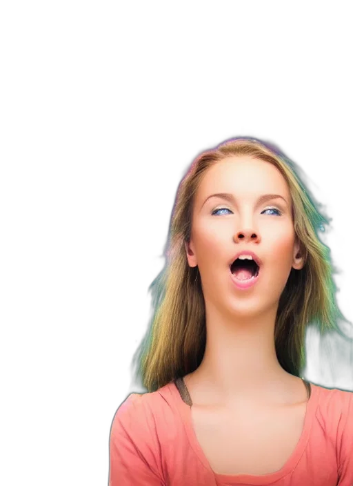 hair, face, photorealistic, vaporwave transparent PNG cut-out