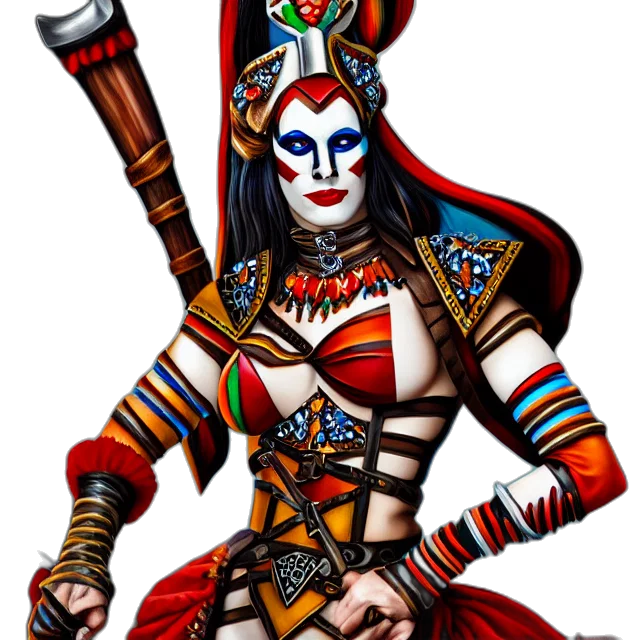 mask, jewelry, staff, fantasy art transparent PNG cut-out
