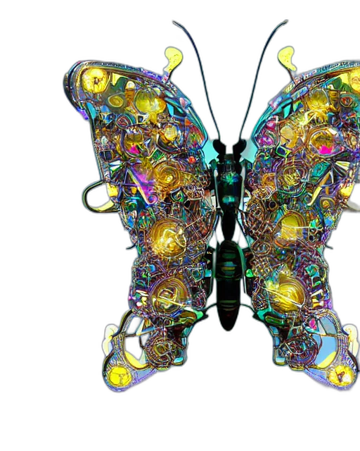 jewelry, animal, 3d render, photorealistic, concept art, cyberpunk, colorful, neon transparent PNG cut-out