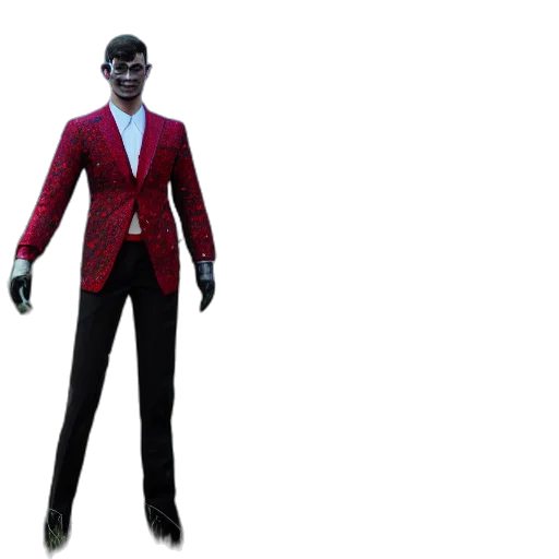 jacket, robot, staff, 3d render, concept art, comic book art, cyberpunk, red transparent PNG cut-out