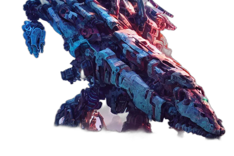 weapon, dragon, robot, sword, concept art, 3d render, blue, tremortusk transparent PNG cut-out