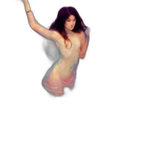 dress, staff, hair, creature transparent PNG cut-out
