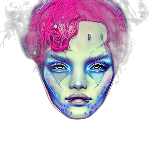face, mask, crown, creature, cyberpunk, vaporwave, concept art, fantasy art transparent PNG cut-out