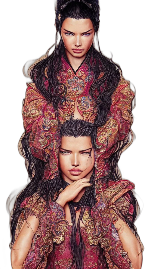 hair, jacket, face, jewelry transparent PNG cut-out