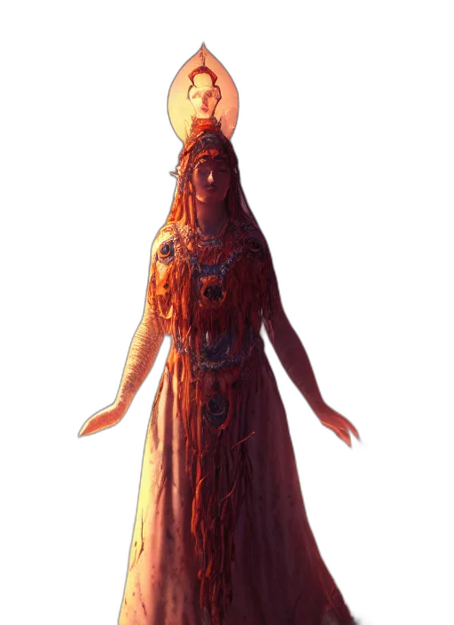 dress, crown, staff, creature transparent PNG cut-out