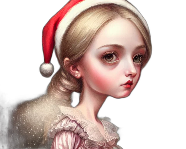 face, dress, fantasy art, photorealistic, oil painting, concept art, snow, red transparent PNG cut-out