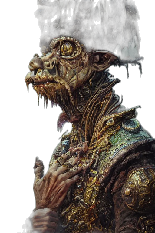 creature, face, staff, mask, concept art, fantasy art, photorealistic, 3d render transparent PNG cut-out