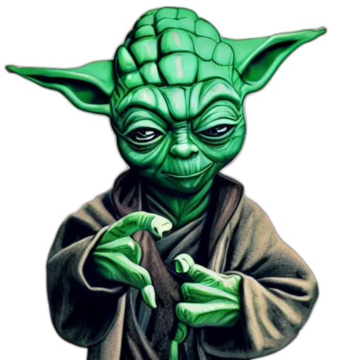 staff, pixel art, photorealistic, concept art, fantasy art, green, yoda, dressed transparent PNG cut-out