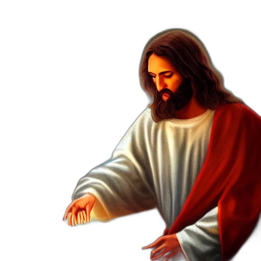 photorealistic, 3d render, jesus, bringing transparent PNG cut-out