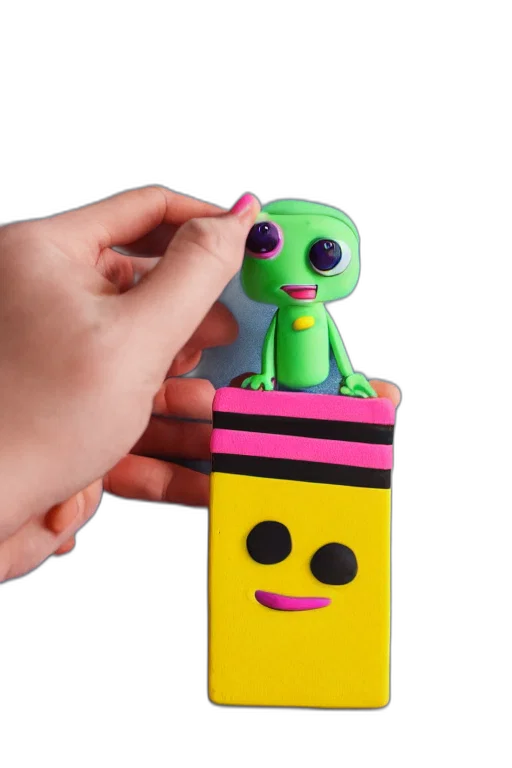 robot, staff, 3d render, outer space, cute, female, director, collectable transparent PNG cut-out