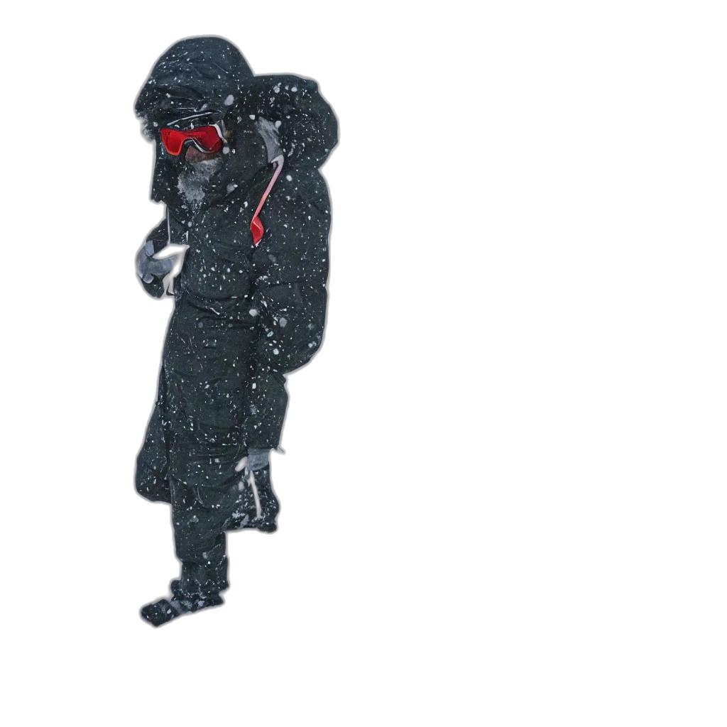 jacket, umbrella, mask, staff transparent PNG cut-out