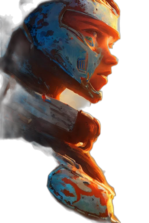 robot, face, mask, weapon, concept art, cyberpunk, comic book art, fantasy art transparent PNG cut-out