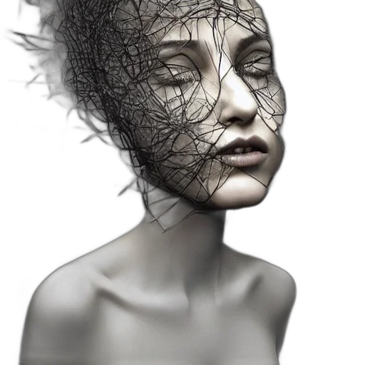 mask, hair, face, crown, photorealistic, 3d render, fantasy art, concept art transparent PNG cut-out