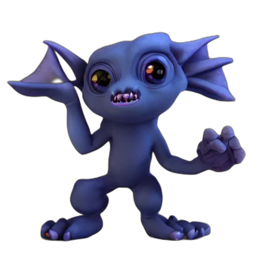 creature, dragon, staff, animal, 3d render, concept art, fantasy art, blue transparent PNG cut-out