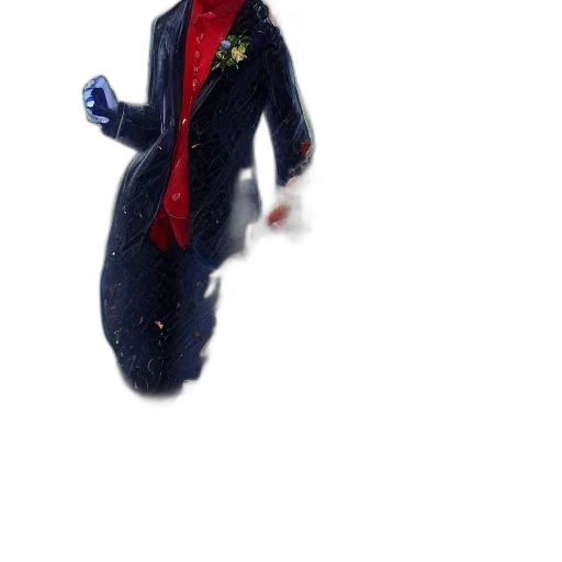 jacket, robot, creature, staff, 3d render, concept art, photorealistic, cartoon transparent PNG cut-out
