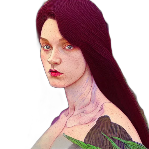 face, creature, dress, fantasy art transparent PNG cut-out