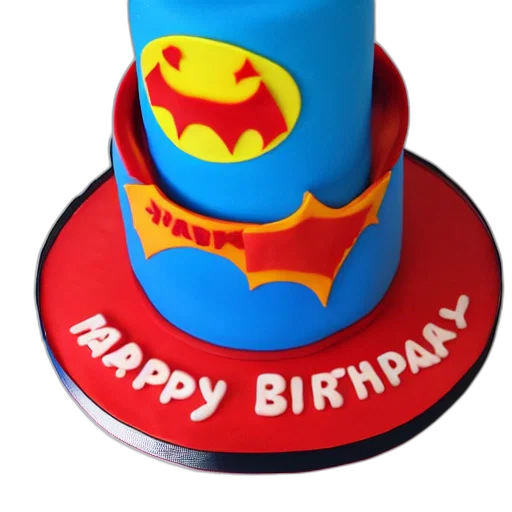 3d render, chinese, knockoff, bat, superhero, birthday, cake transparent PNG cut-out