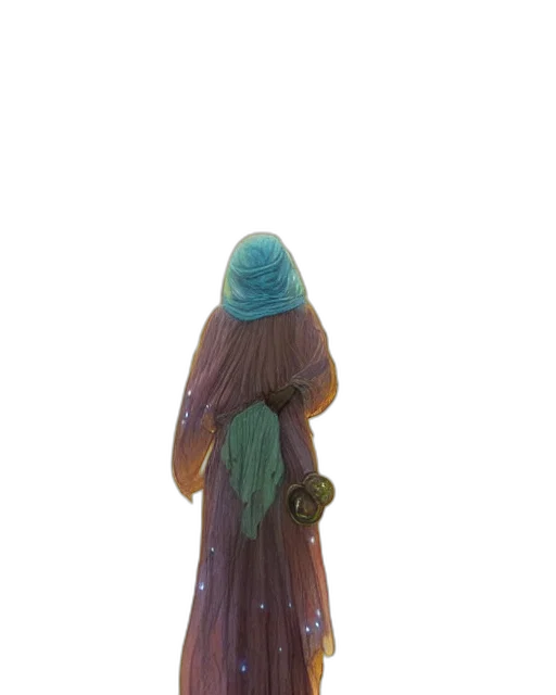 dress, staff, jewelry, bottle, 3d render, concept art, fantasy art, vaporwave transparent PNG cut-out