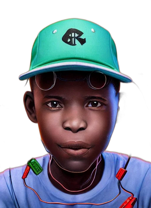 face, hat, photorealistic, 3d render, concept art, comic book art, green, colourful transparent PNG cut-out