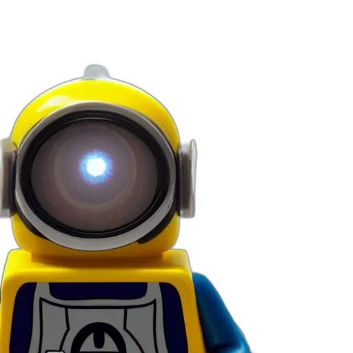 robot, staff, mask, 3d render, concept art, outer space, lego, minion transparent PNG cut-out