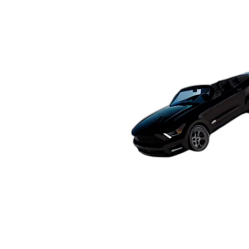 car, 3d render, concept art, photorealistic, black, ford, mustang, convertible transparent PNG cut-out