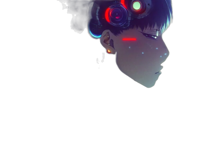 robot, mask, face, creature, cyberpunk, concept art, anime, watercolor transparent PNG cut-out