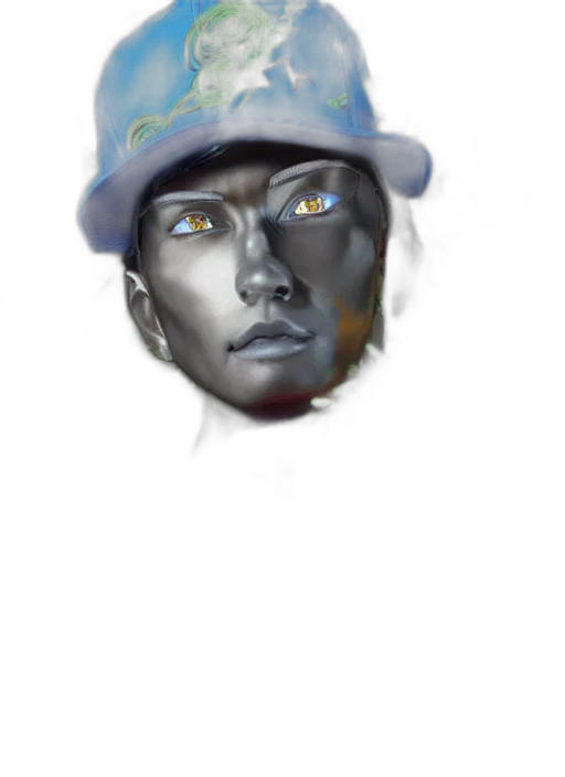 face, hat, mask, robot, photorealistic, watercolor, oil painting, concept art transparent PNG cut-out