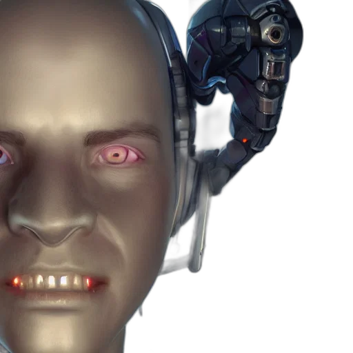 robot, face, mask, cyberpunk, concept art, 3d render, photorealistic, portrait transparent PNG cut-out