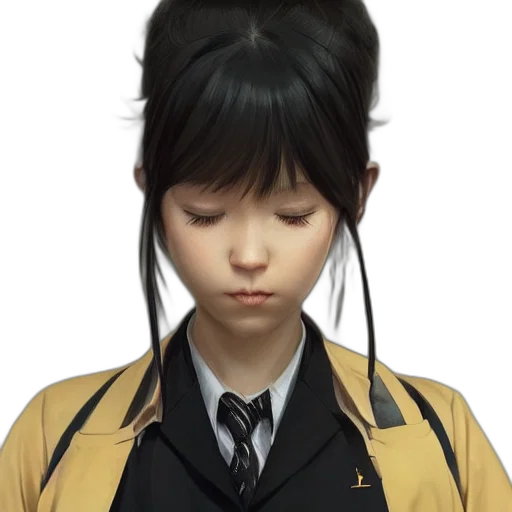 face, hair, jacket, staff transparent PNG cut-out