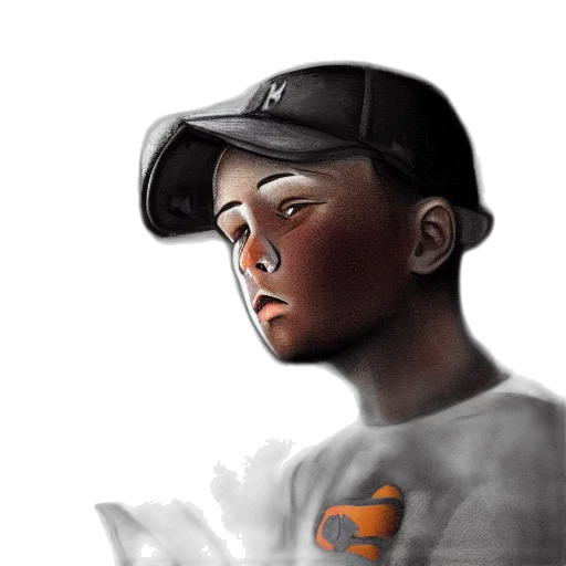 face, hat, mask, photorealistic, cartoon, comic book art, concept art, dark transparent PNG cut-out