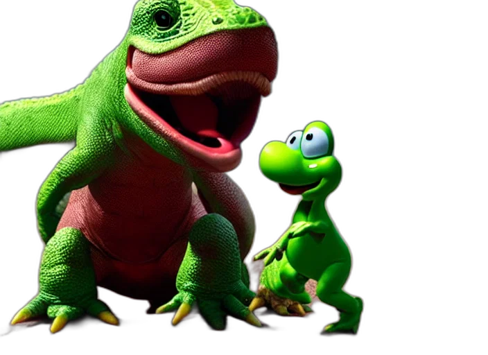 animal, creature, 3d render, concept art, photorealistic, film, still, yoshi transparent PNG cut-out