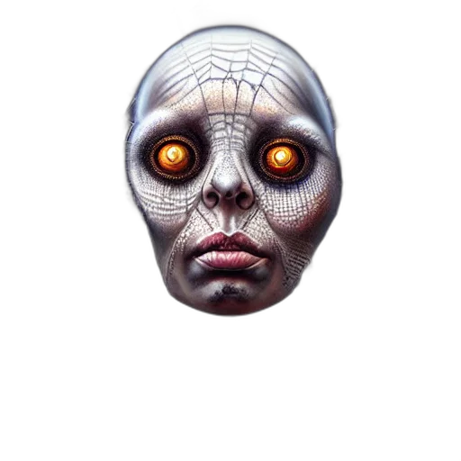 mask, robot, face, creature, concept art, cyberpunk, 3d render, pixel art transparent PNG cut-out